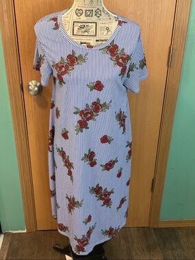 LuLaRoe Blue and Red Floral Maxi Dress